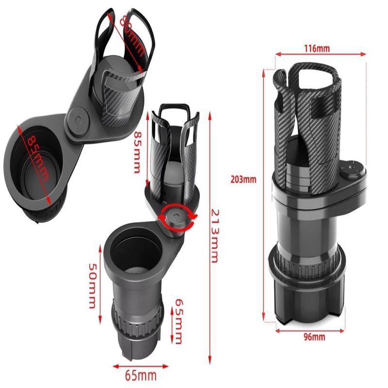 Double porte-gobelet rotatif 360° - base extensible et séparation 2 en 1