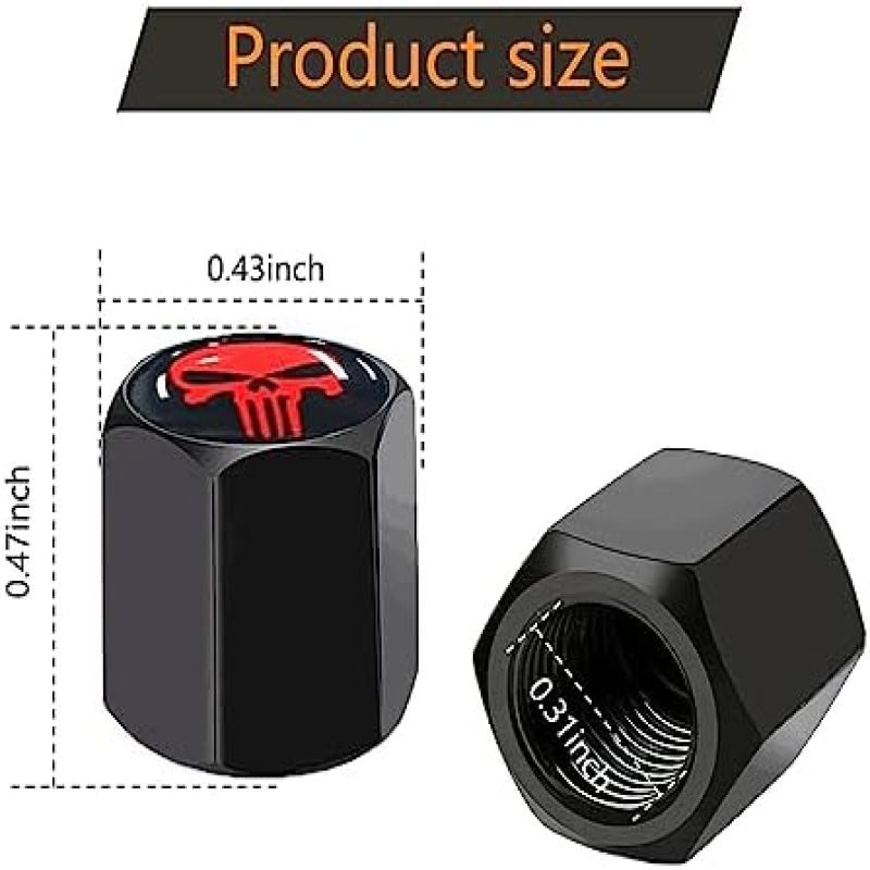 Tapones de válvula de neumático con calavera - Descripción general