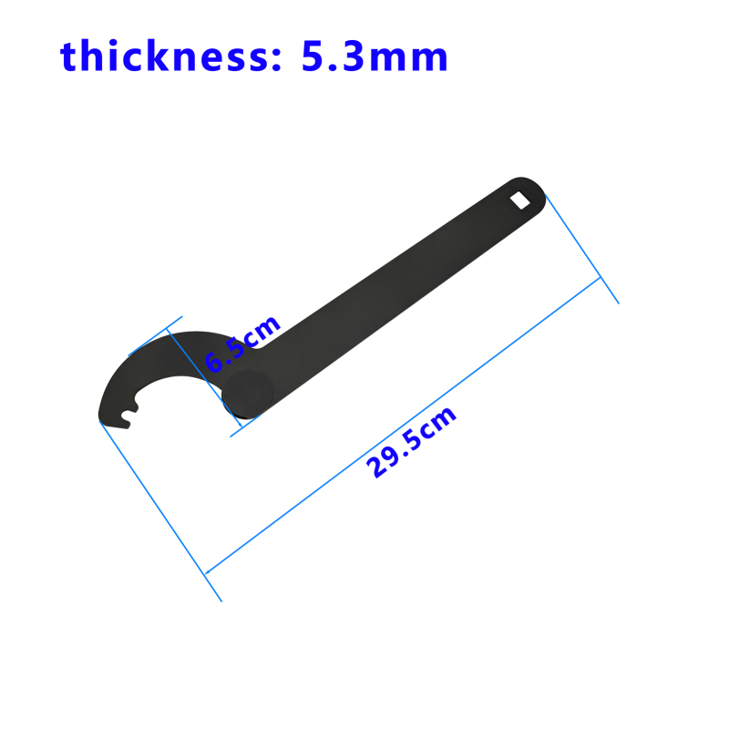 Dimensions de la clé - longueur 29,5 cm, largeur 6,8 cm, épaisseur 5,3 mm
