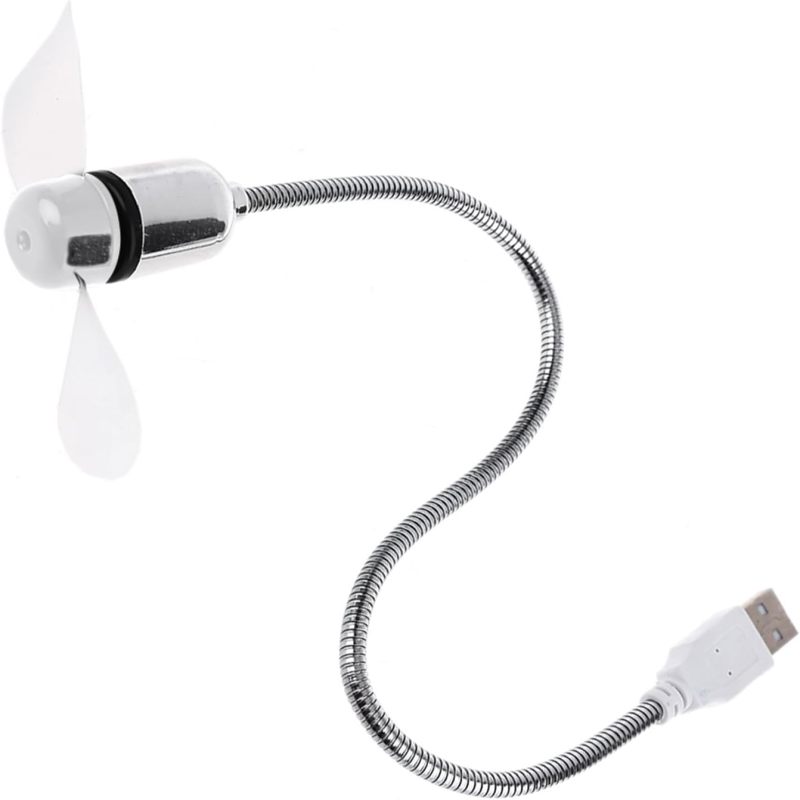 Descripción general del mini ventilador USB flexible blanco