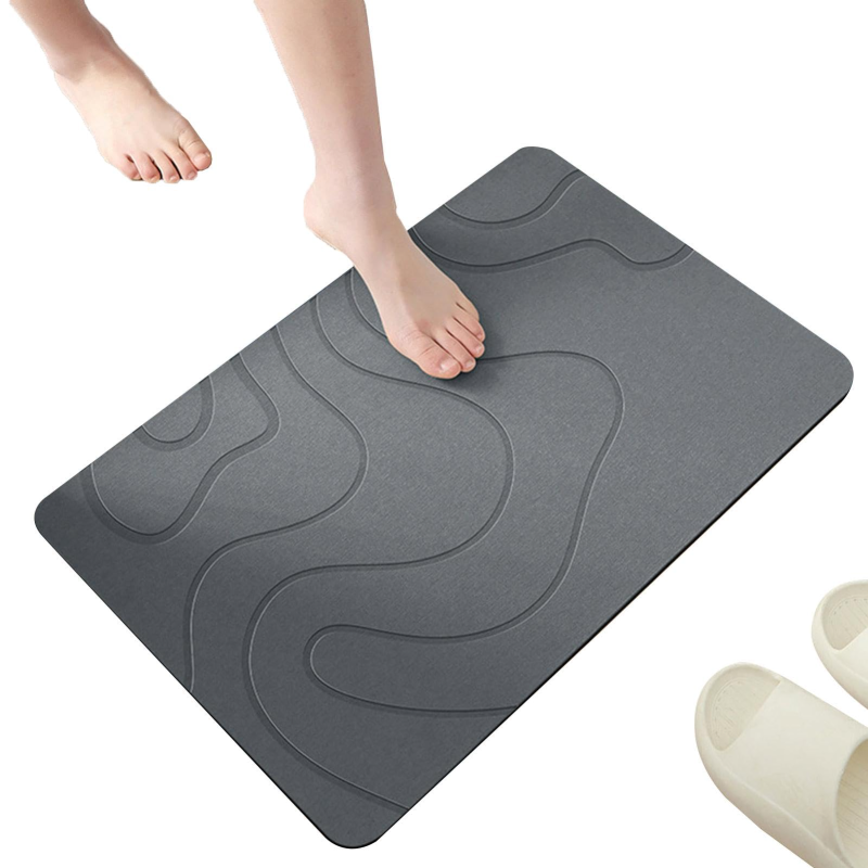 Tapis de bain en pierre de diatomée gris - vue d'ensemble