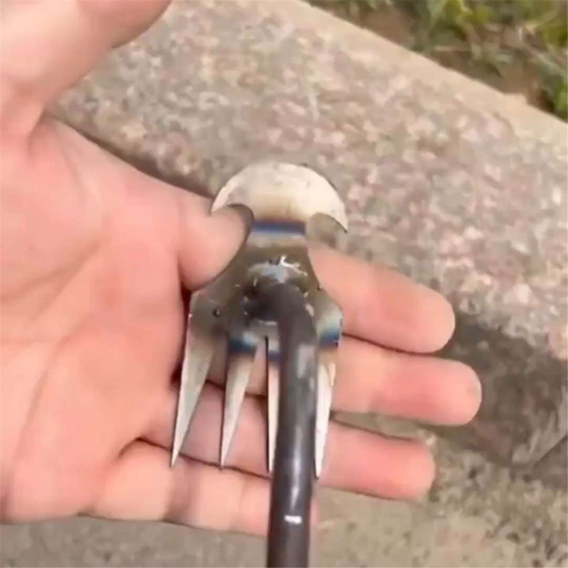 Détail des 4 dents et de la pointe acérée