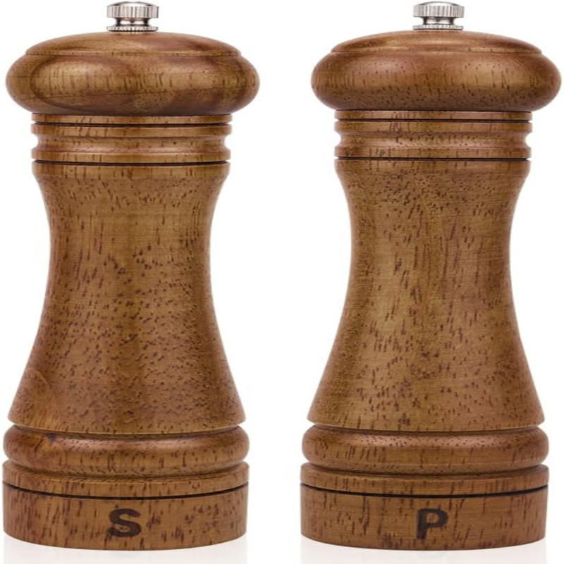 Lot de 2 moulins à sel et poivre en bois - vue d'ensemble