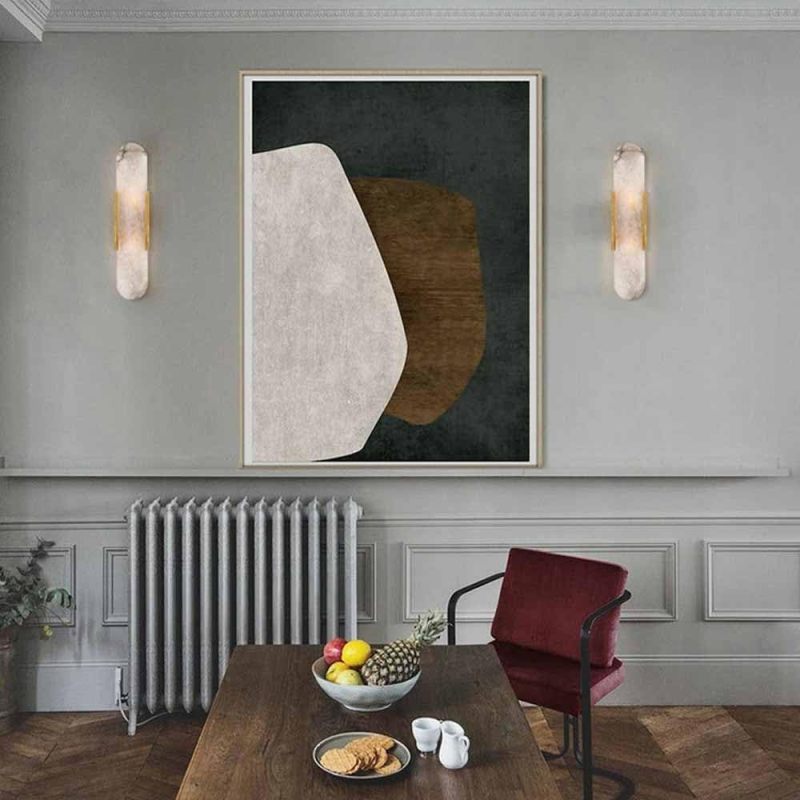Applique murale résine marbre blanc - luminaire pour salon et chambre
