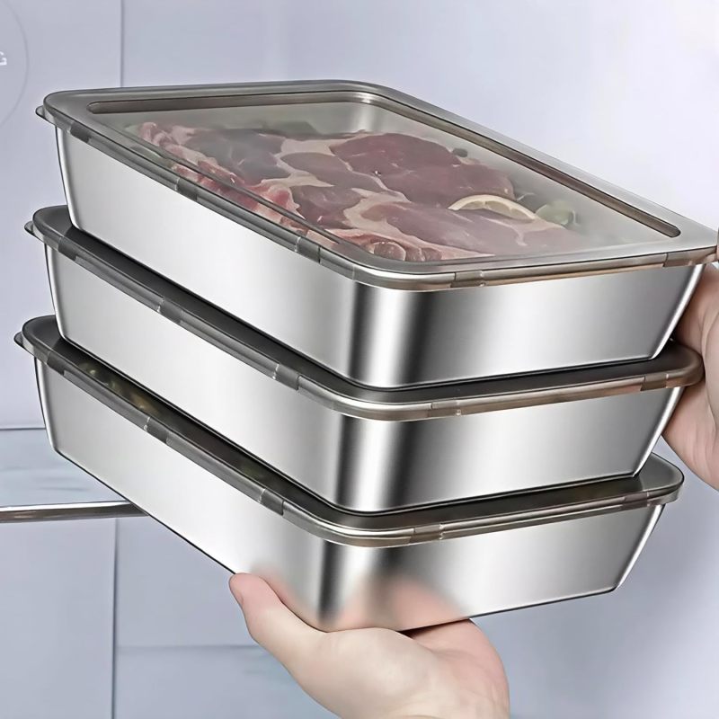 Lot de 3 boîtes de conservation en inox Irovami - vue complète