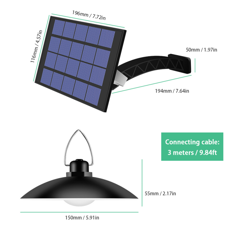 Installation lampe solaire suspendue extérieur cabanon