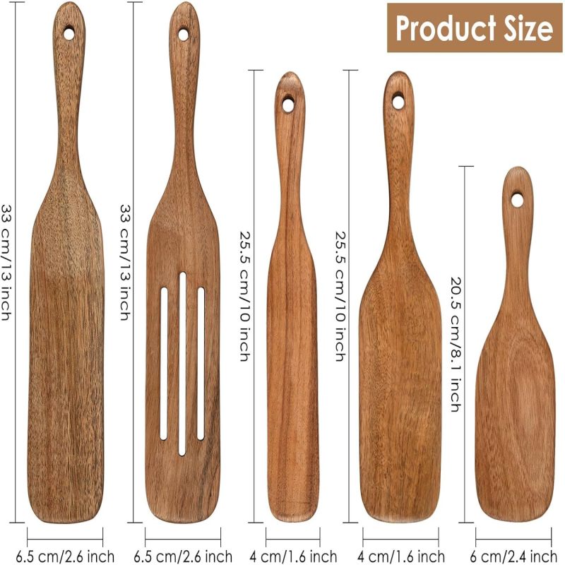 Lot de 5 spatules en teck - vue d'ensemble