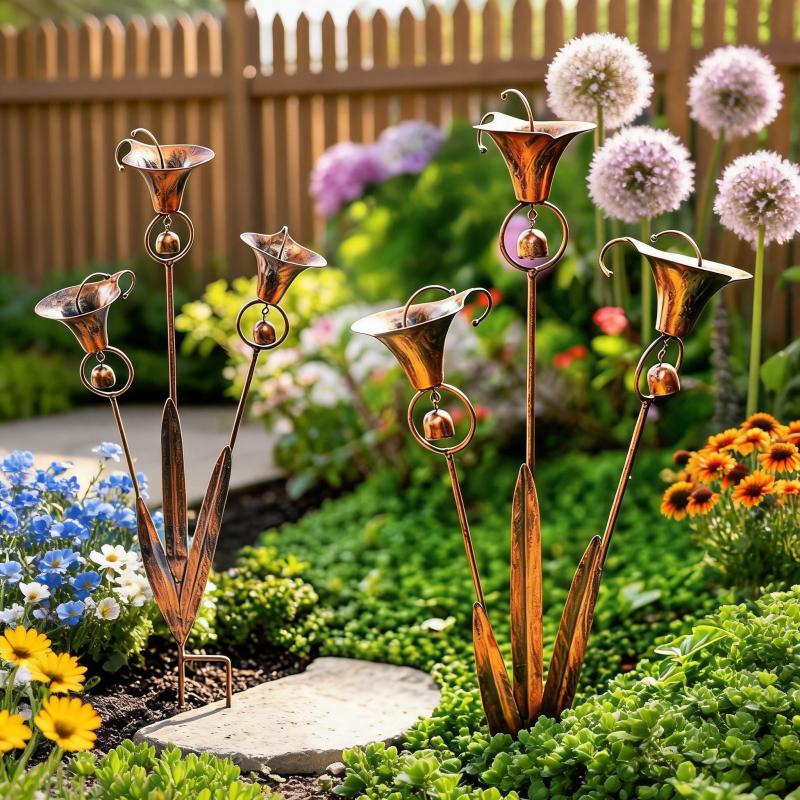 Campanillas bajo flores de lirio cala