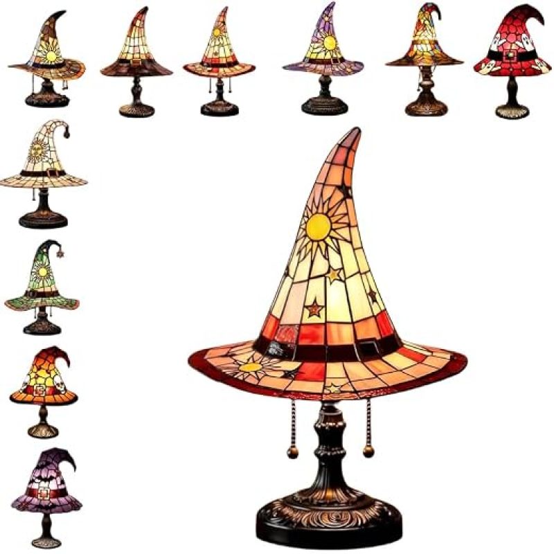 Lampe chapeau de sorcière en vitrail Irovami - vue d'ensemble