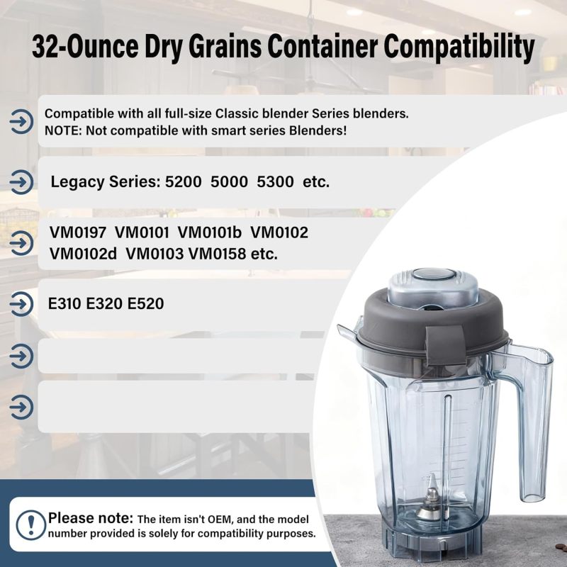 Recipiente seco compatible con Vitamix de 32 oz - Descripción general