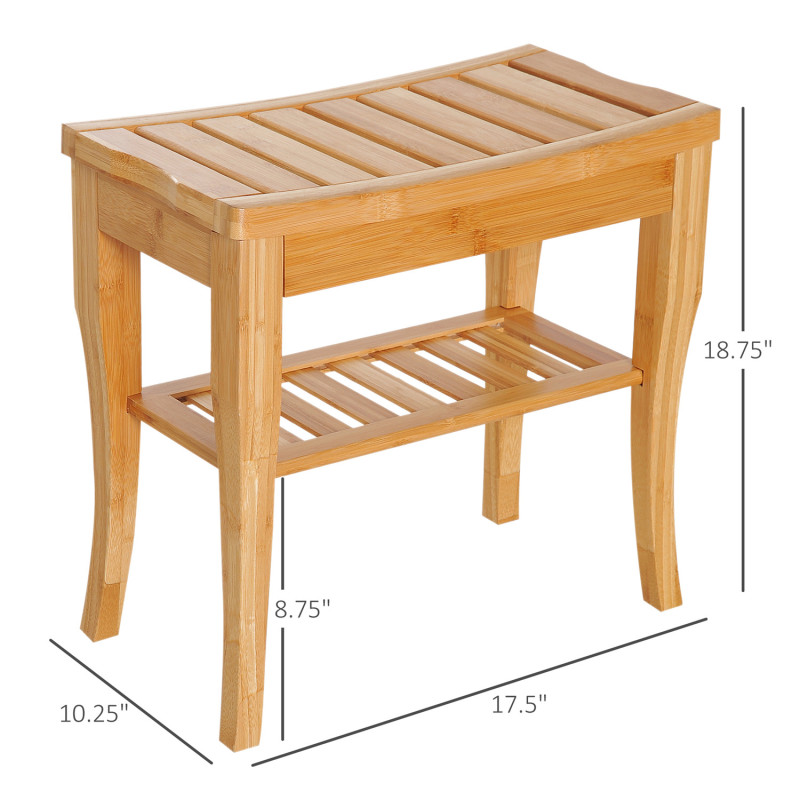 Tabouret de douche en bambou - vue d'ensemble