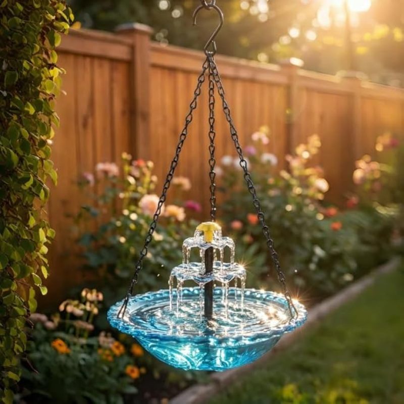 Fontaine cascade solaire pour colibris et oiseaux