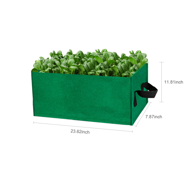 Sac de jardin rectangulaire en feutre - vue d'ensemble avec dimensions