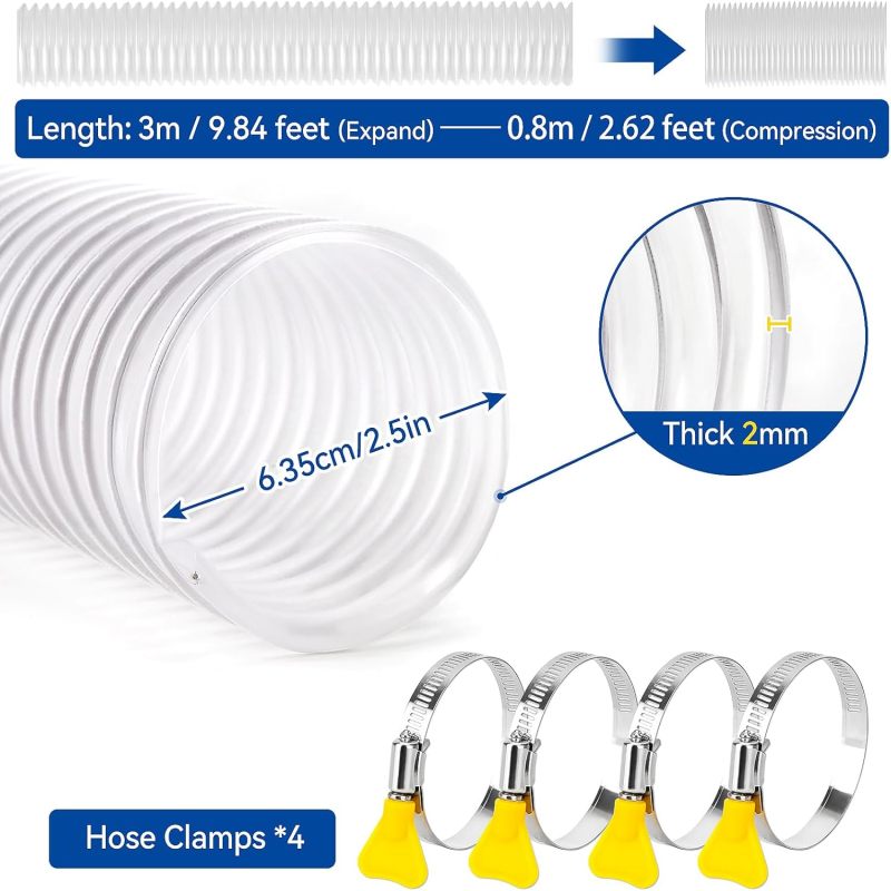 Manguera de PVC flexible de 2,5 pulgadas x 3 m - Descripción general