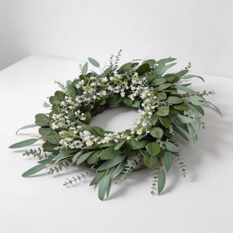 Couronne décorative murale salon eucalyptus