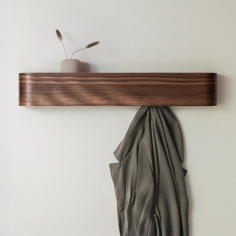 porte manteau mural bois noyer design moderne