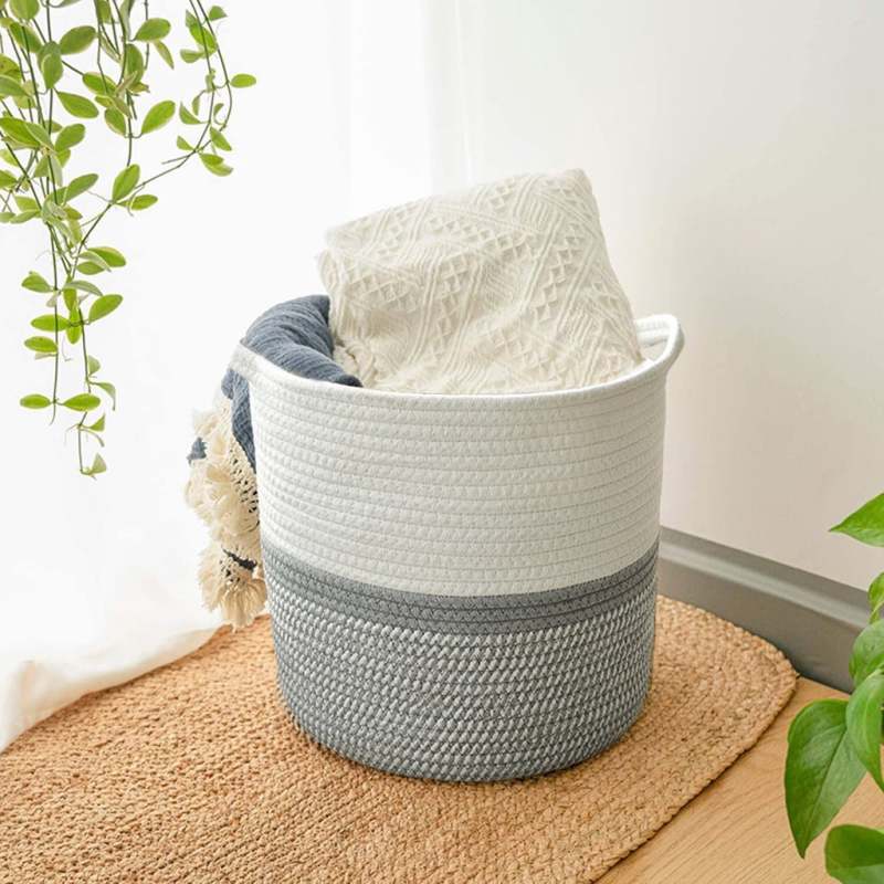 Detalle del tejido de cuerda de algodón blanco y gris
