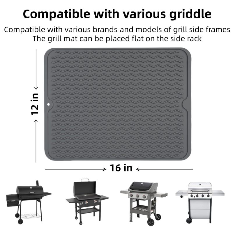 Irovami 40x30 cm alfombrilla de silicona gris para barbacoa