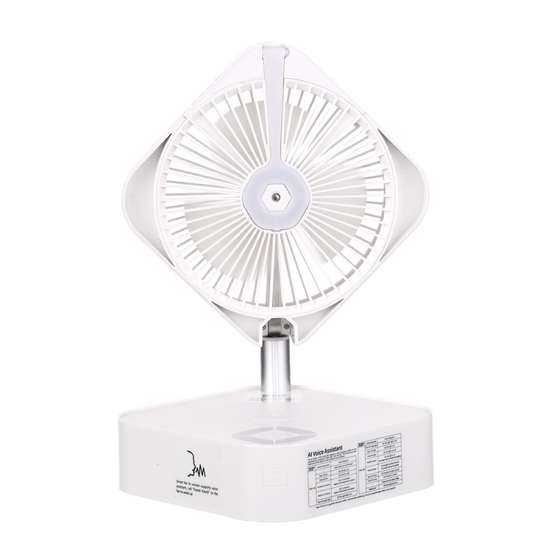 Ventilateur pliable intelligent Irovami - détail du brumisateur et chargeur sans fil