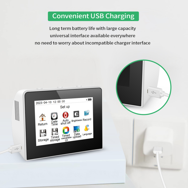 Interfaz de ajuste del monitor de O2 y carga USB