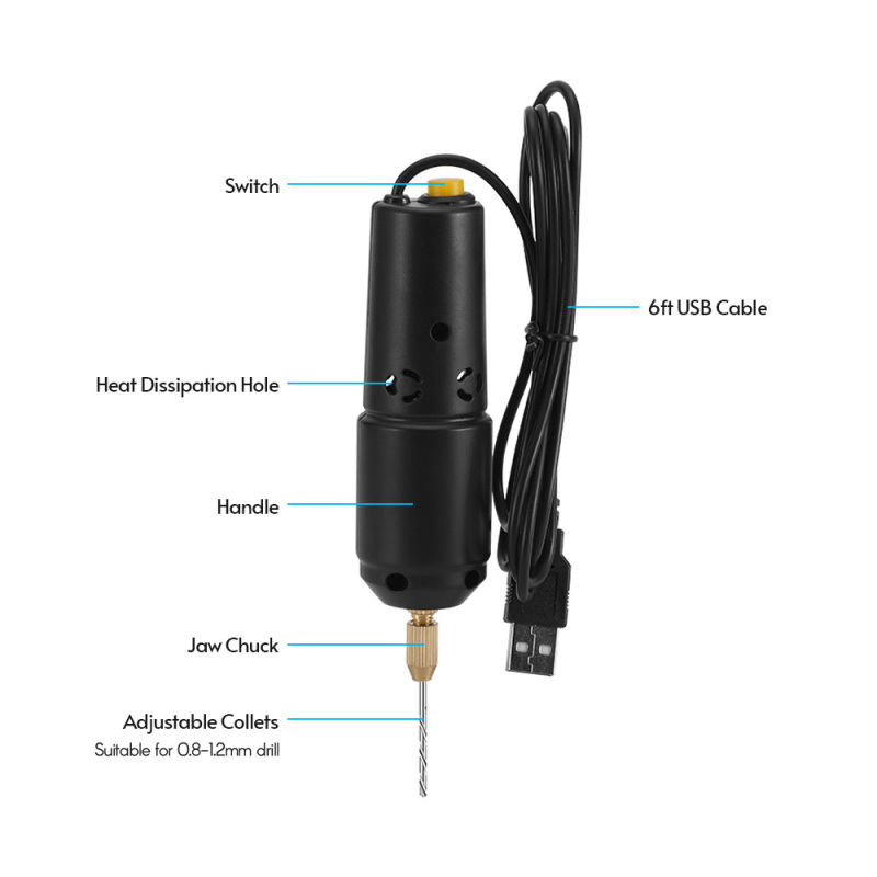 Mini taladro eléctrico para resina negro vista general
