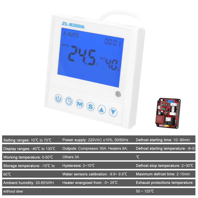 Placa base del controlador de calefacción de agua: vista detallada de los componentes