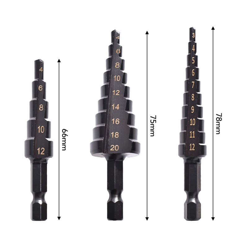 Set de 3 forets à étages HSS Irovami – vue générale