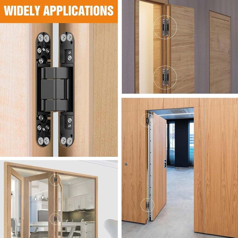 Charnière cachée installée sur porte