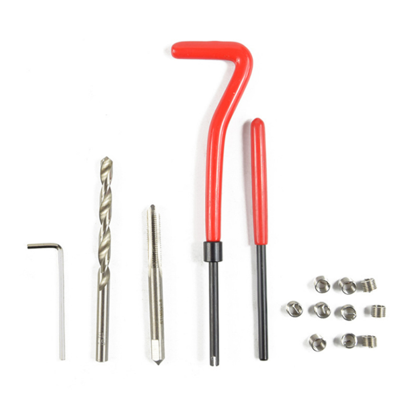 Détail des composants du kit – foret, taraud, inserts, outils