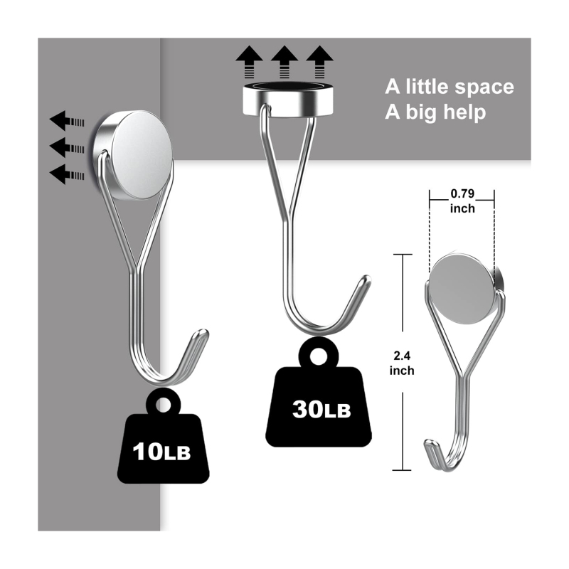 Détail de la force d'aimantation et de la taille du crochet