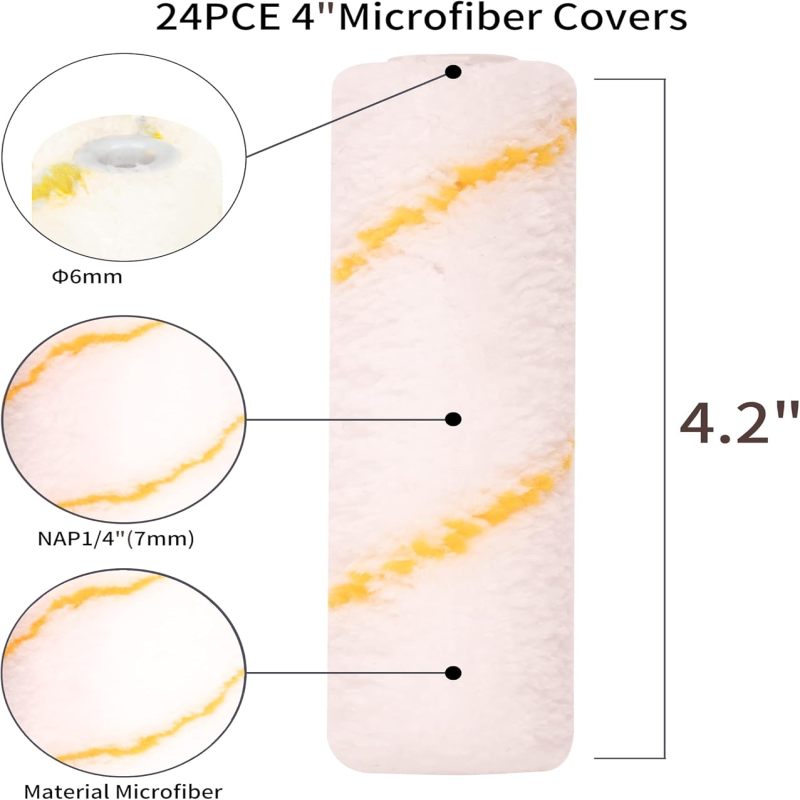 Juego de 24 rodillos de microfibra de 10 cm - Descripción general