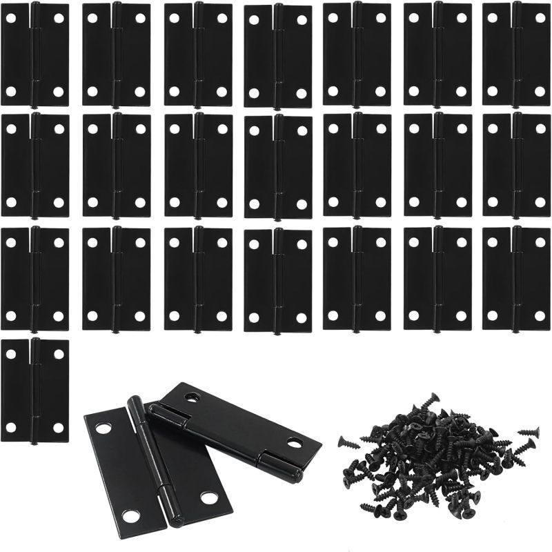 Juego de bisagras negras con tornillos - descripción general