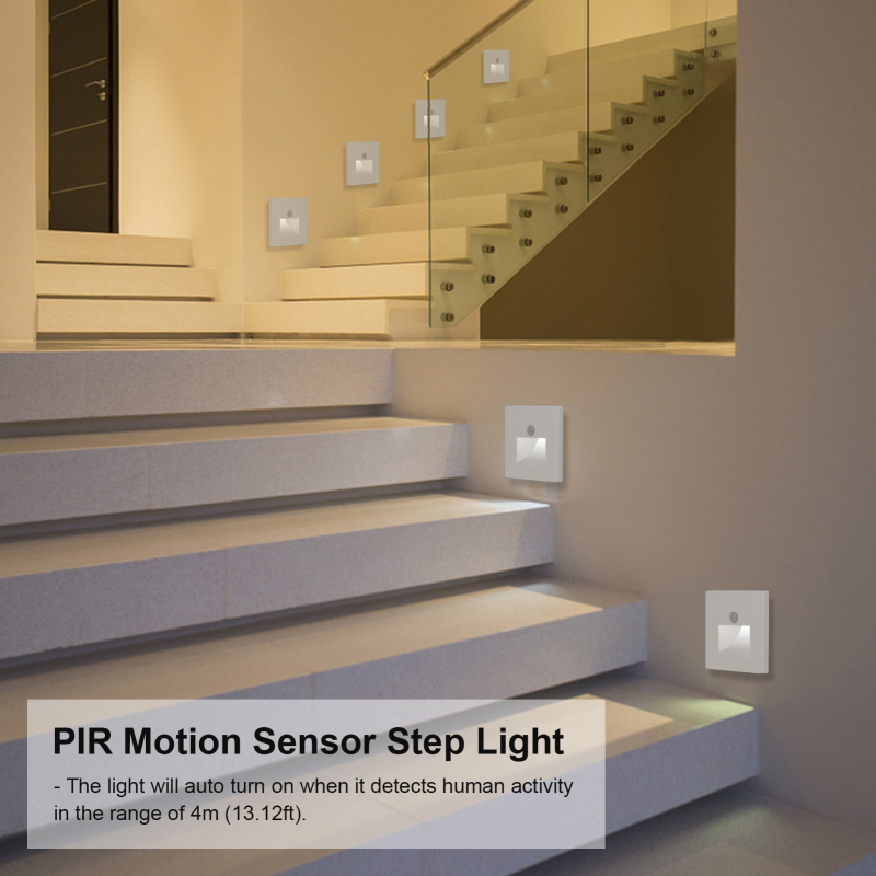 Luz de escalera con sensor de movimiento PIR - Blanco Descripción general