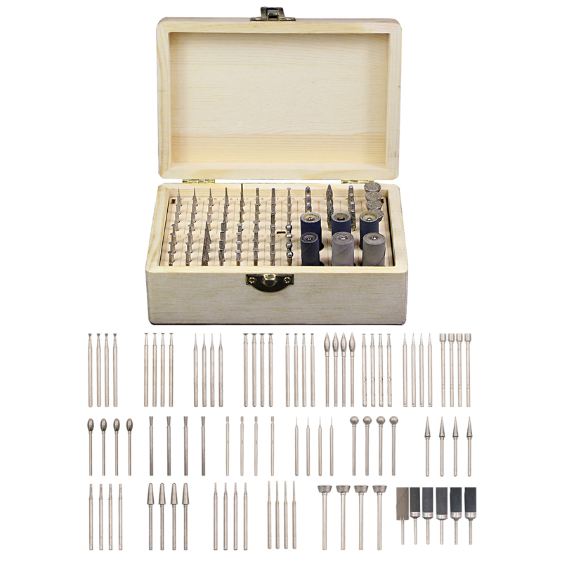Kit accesorios herramienta rotativa 86 piezas con caja de madera - vista general