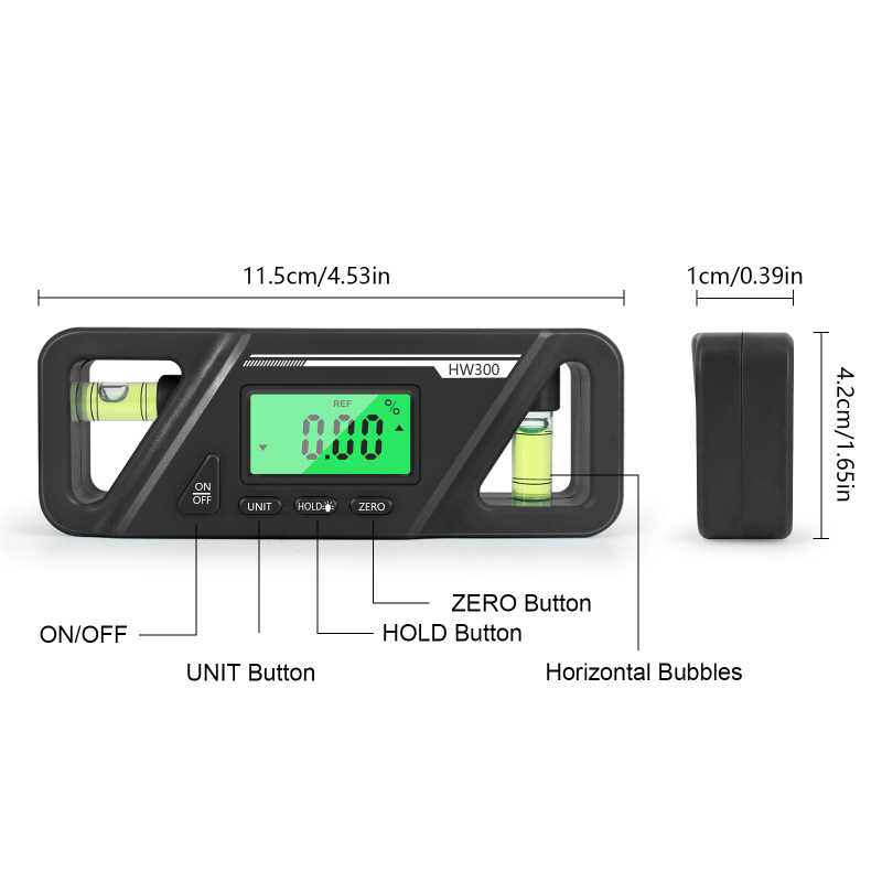 Nivel digital con pantalla LED - visualización de ángulo de 45°