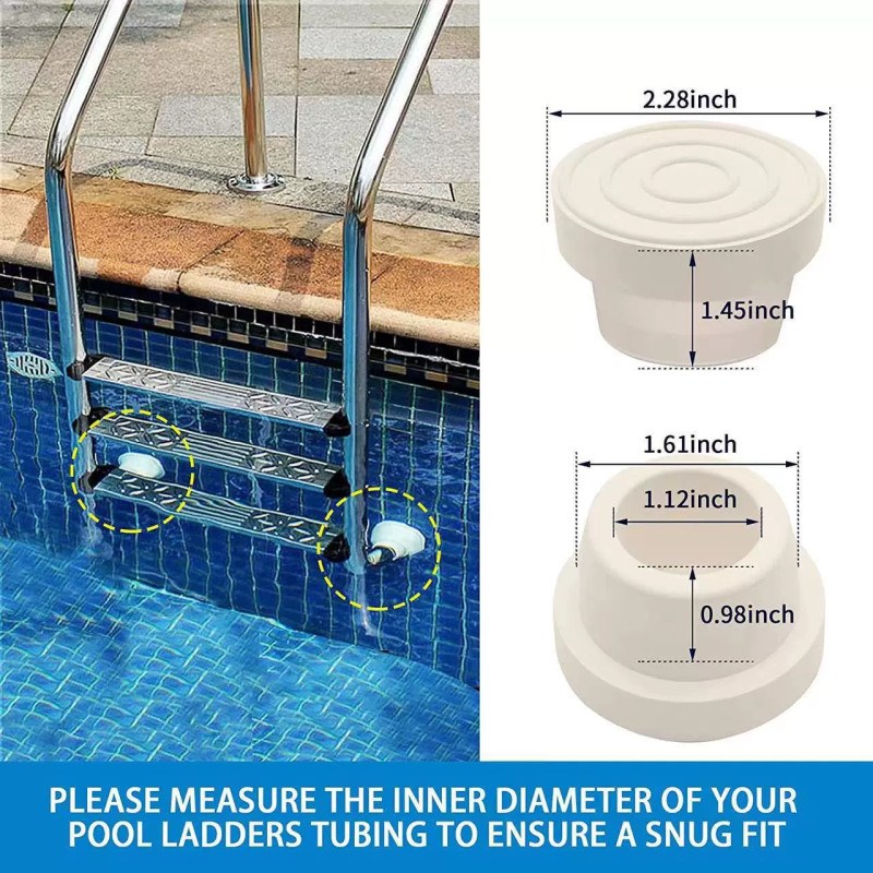 Les butées Irovami installées sur une échelle de piscine en situation réelle