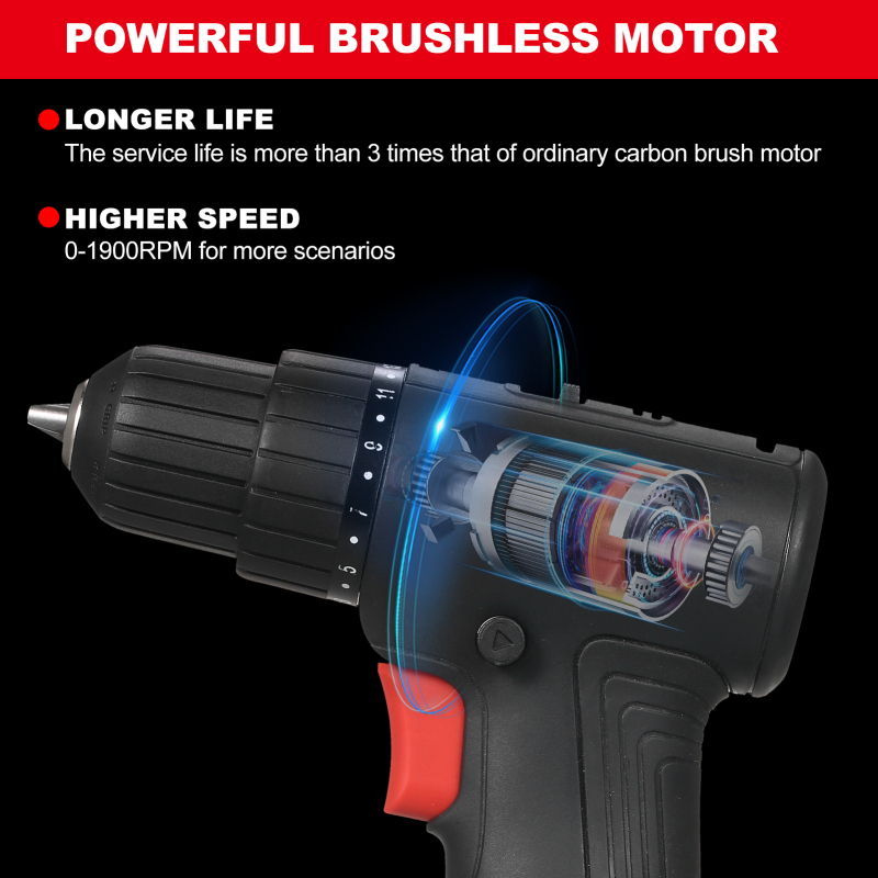 Perceuse sans balai 12V - vue d'ensemble