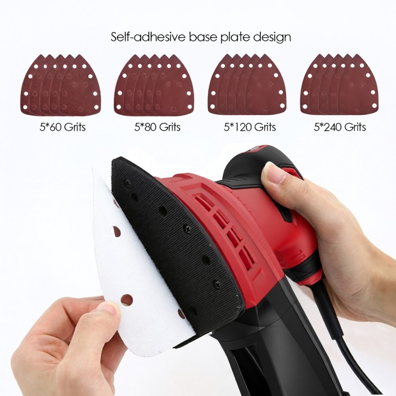 20 feuilles abrasives : 5x60, 5x80, 5x120, 5x240 grains