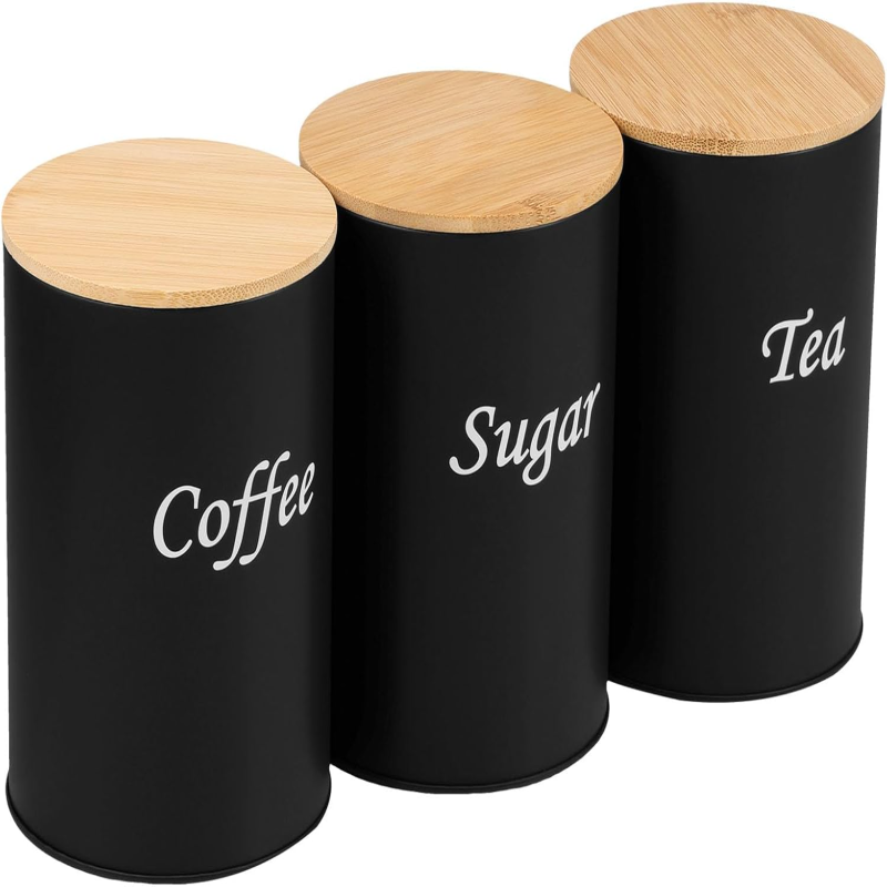 Juego de 3 tarros para café, té y azúcar - Descripción general
