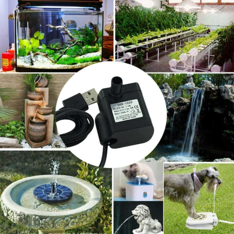 Pompe à eau USB pour fontaine chat - vue d'ensemble