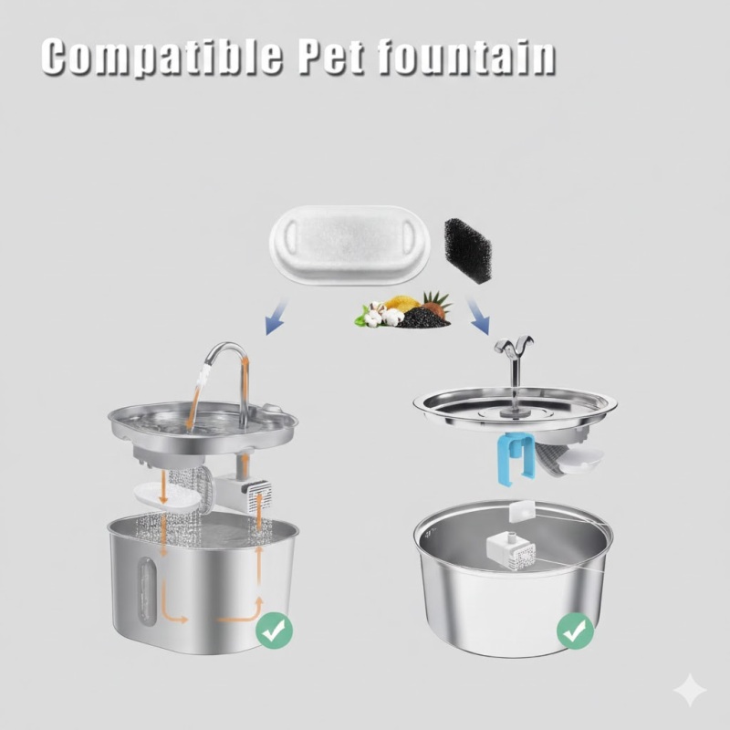Juego de 8 filtros para fuente de gatos Irovami