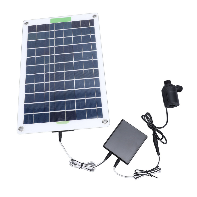 Diagrama de instalación: panel solar, caja de batería, bomba
