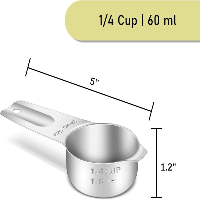 Juego de 2 tazas medidoras de acero inoxidable de 60 ml - descripción general